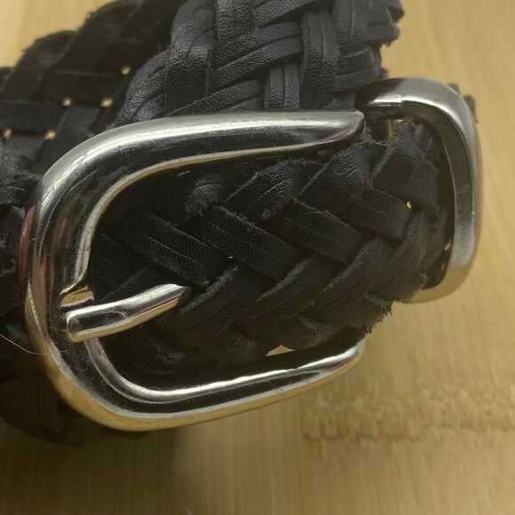 Vintage Women Black Leather Blend Made in Guatemala Interwoven Belt Small 26\